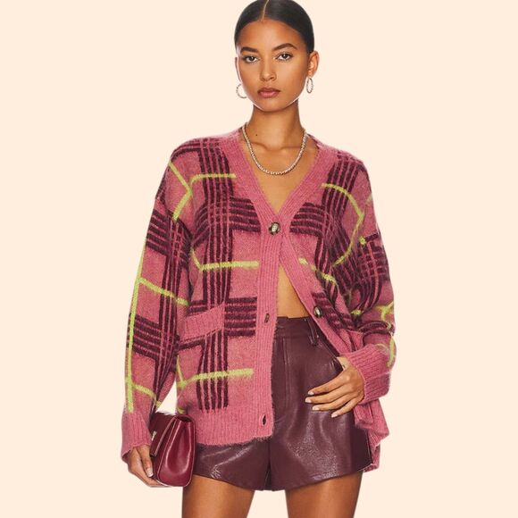 Daydreamer Rosebloom Plaid Cardigan - Picture 1 of 7